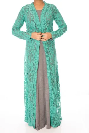 Mint Lace Maxi Cardigan