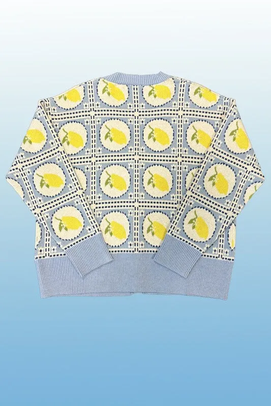Miss Sparkling Tiled lemon knit cardigan