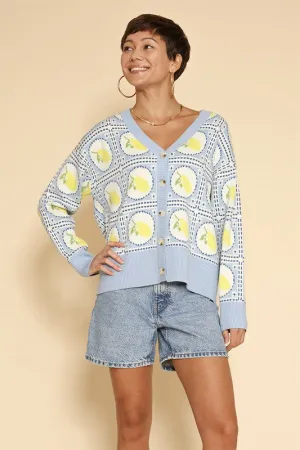 Miss Sparkling Tiled lemon knit cardigan