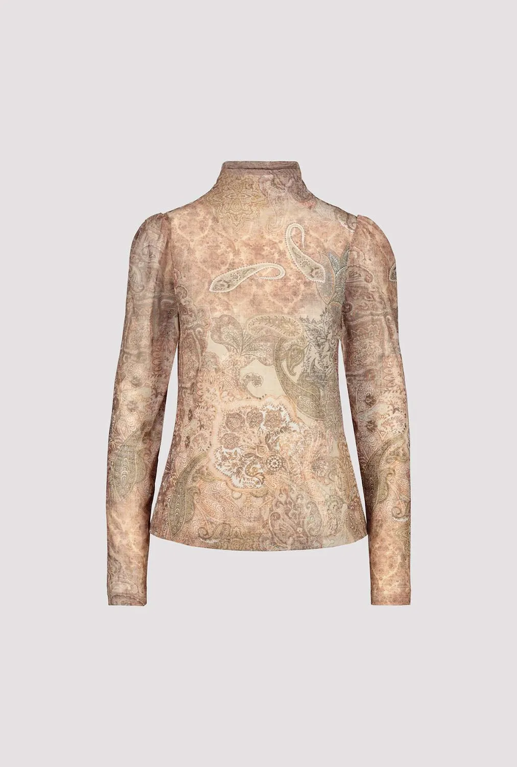 MONARI | STAND-UP COLLAR T-SHIRT | BROWN SUGAR PRINT | 808106