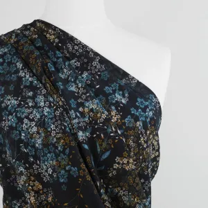 Niva - Navy Sprig Bubble Crepe Woven Fabric - 2.85m Remnant