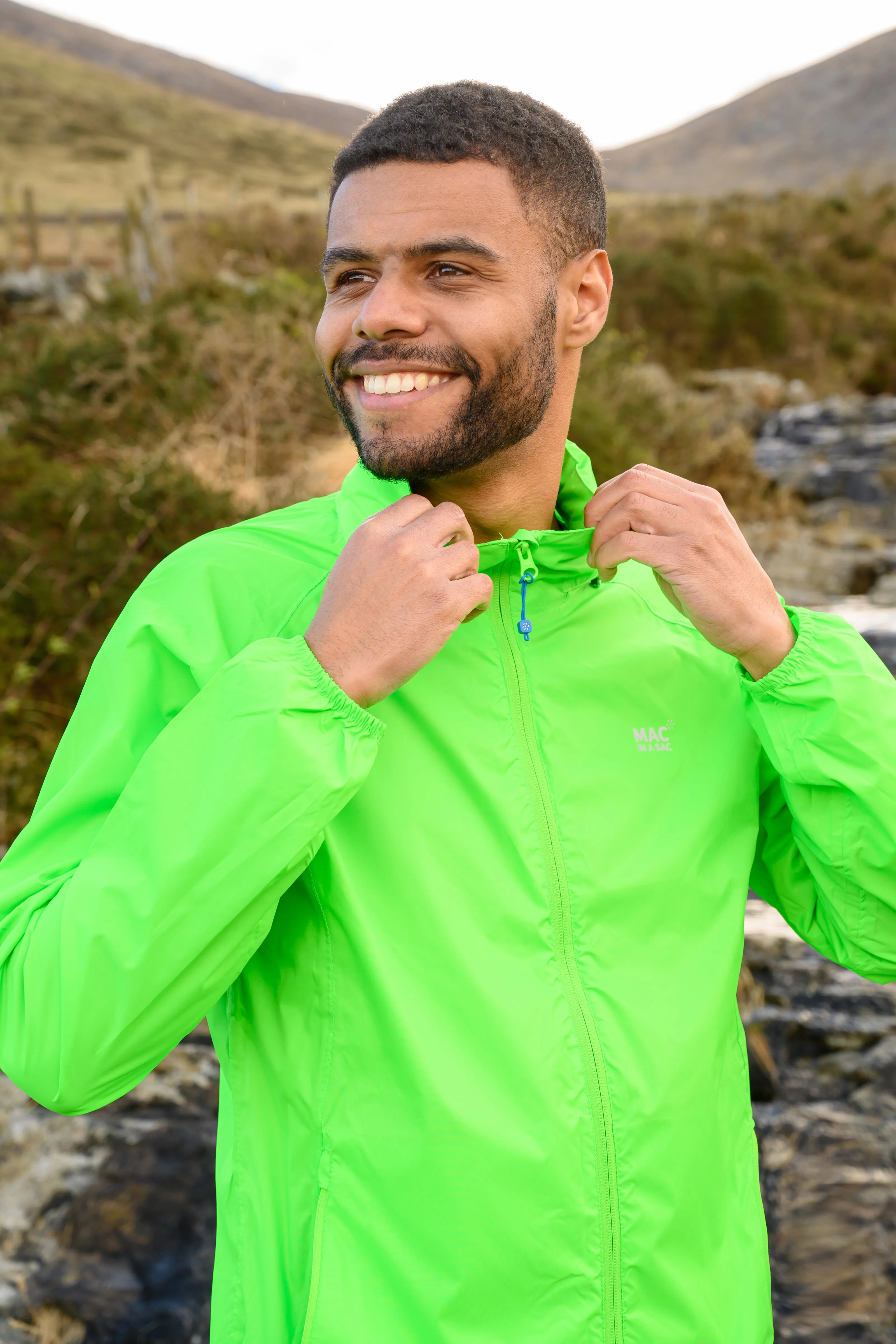 Origin Packable Waterproof Jacket - Neon Green Tonal Zip