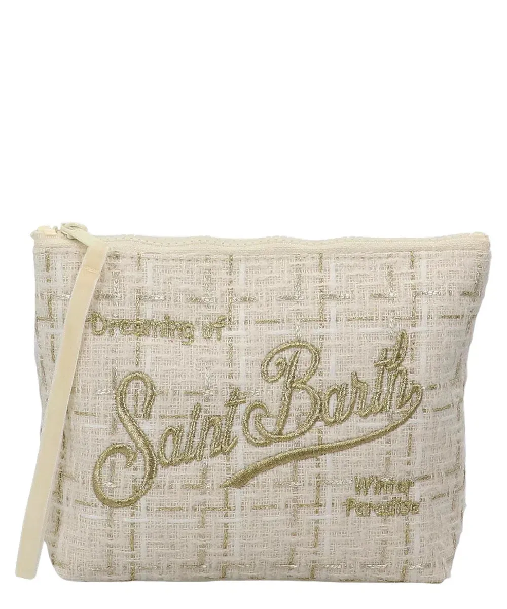 Pochette Aline in Tweed con Ricamo Oro
