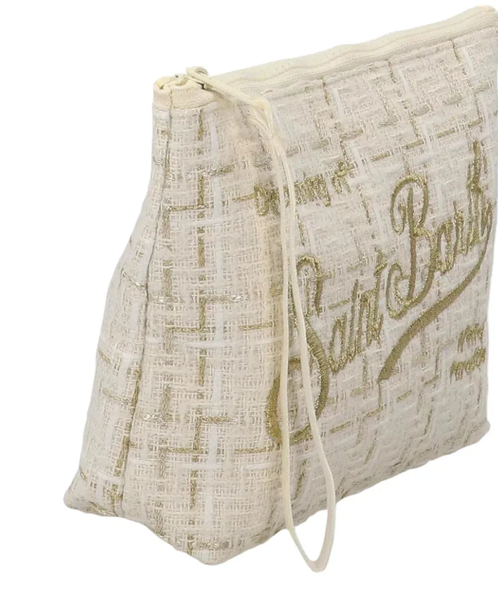 Pochette Aline in Tweed con Ricamo Oro