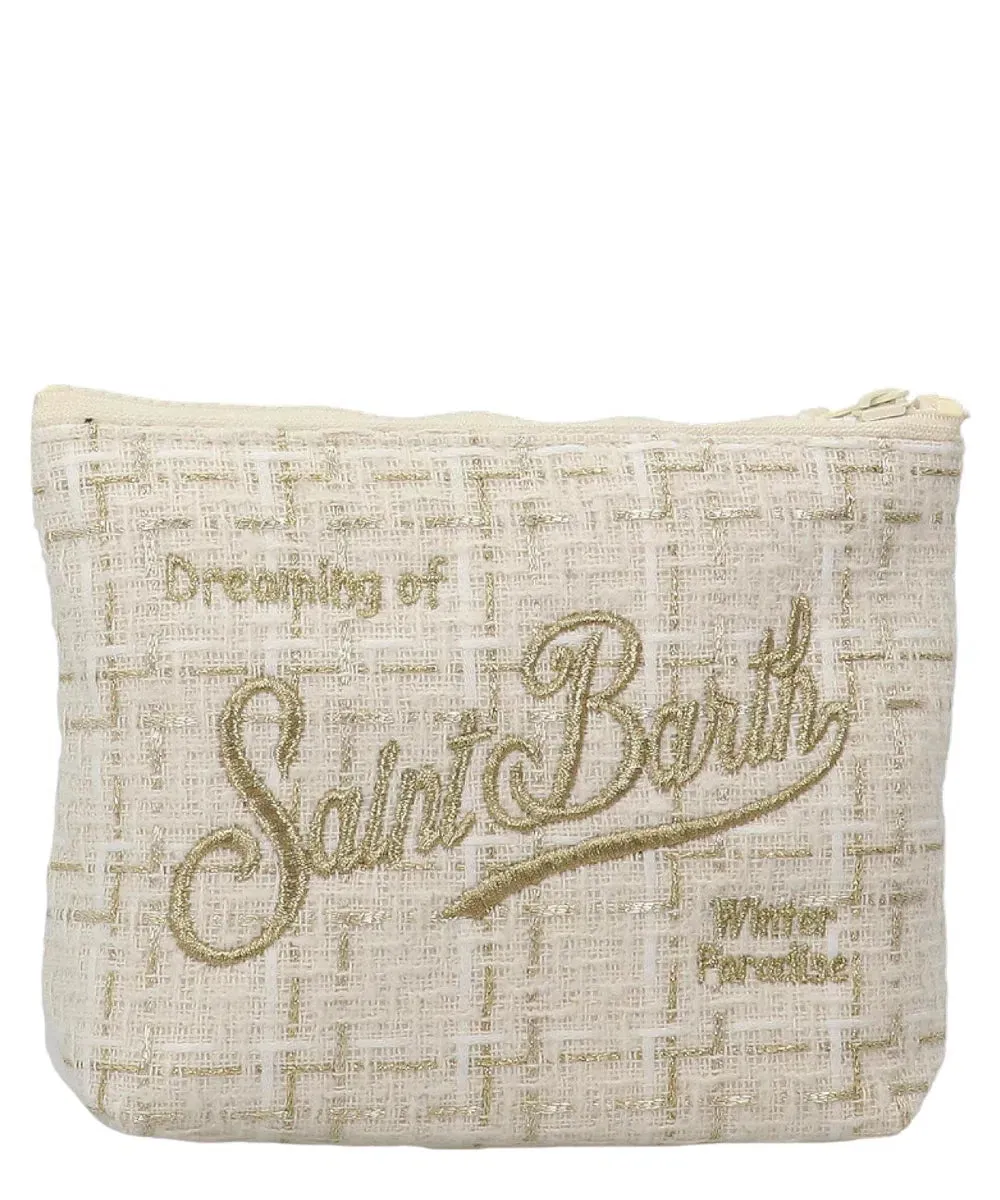 Pochette Aline in Tweed con Ricamo Oro