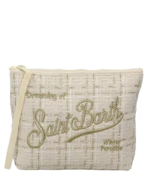 Pochette Aline in Tweed con Ricamo Oro