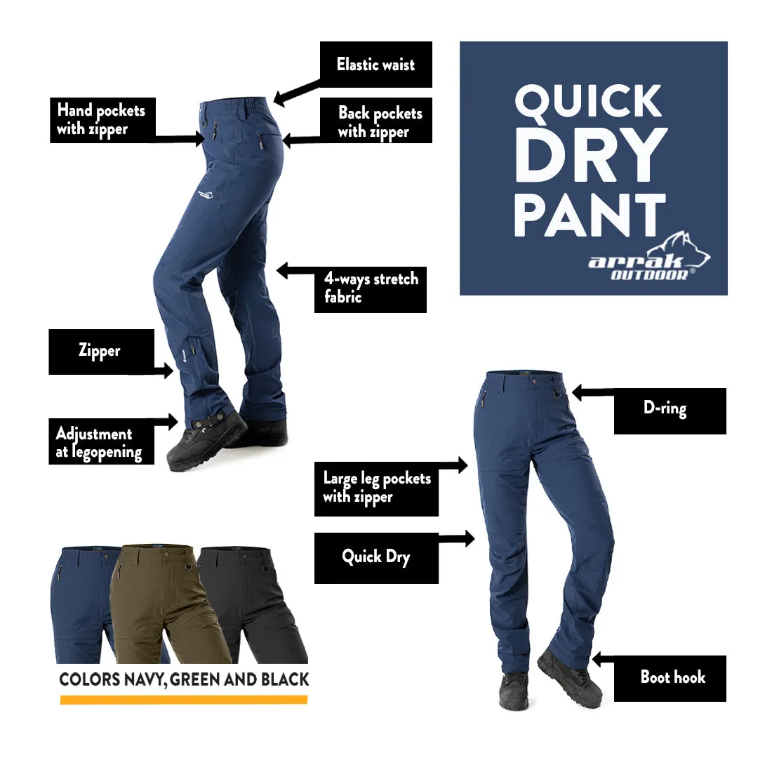 Quick Dry Pants Lady (Olive) Regular Length