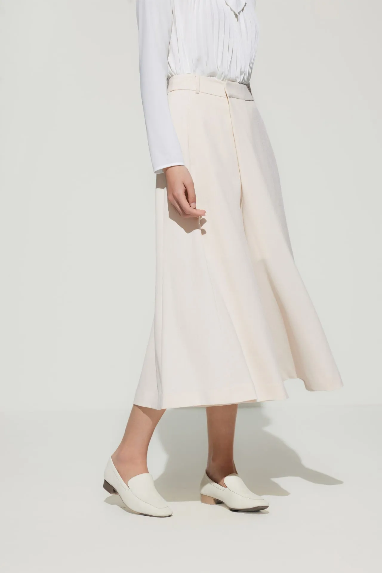 Rayon Blend Wide Leg  Casual Pants