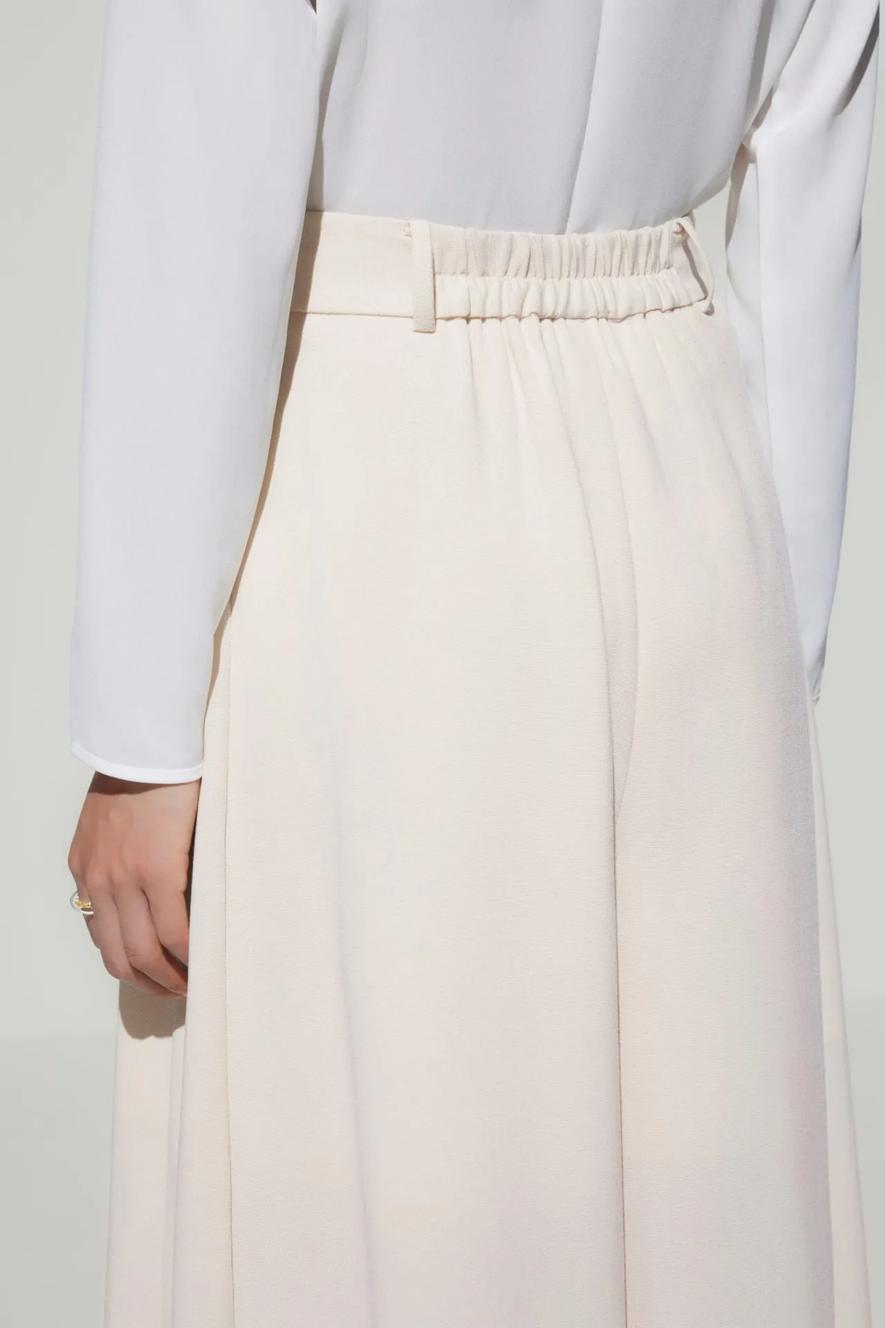 Rayon Blend Wide Leg  Casual Pants