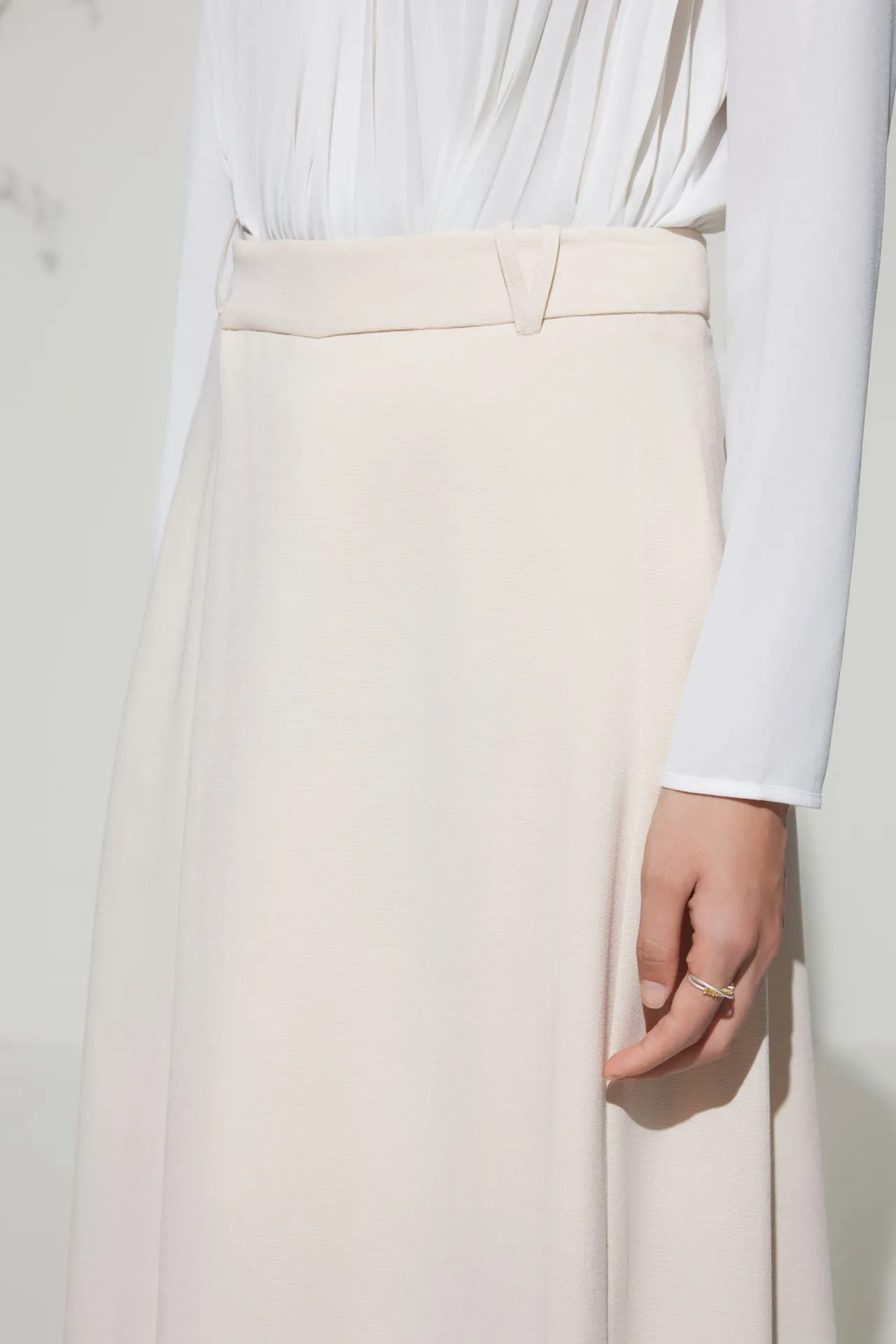 Rayon Blend Wide Leg  Casual Pants