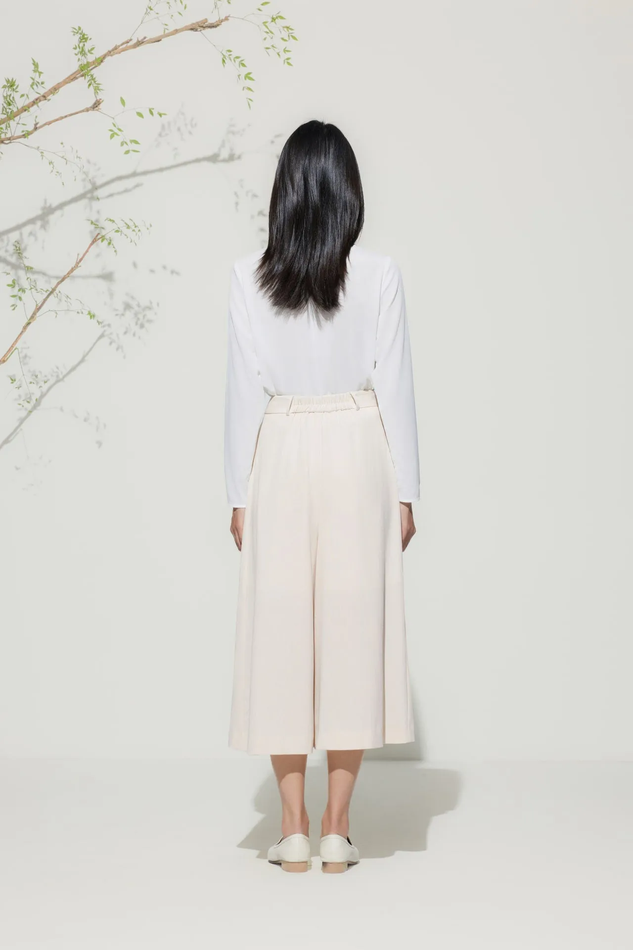 Rayon Blend Wide Leg  Casual Pants