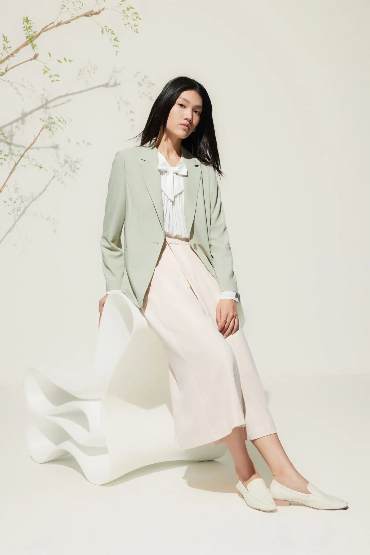 Rayon Blend Wide Leg  Casual Pants