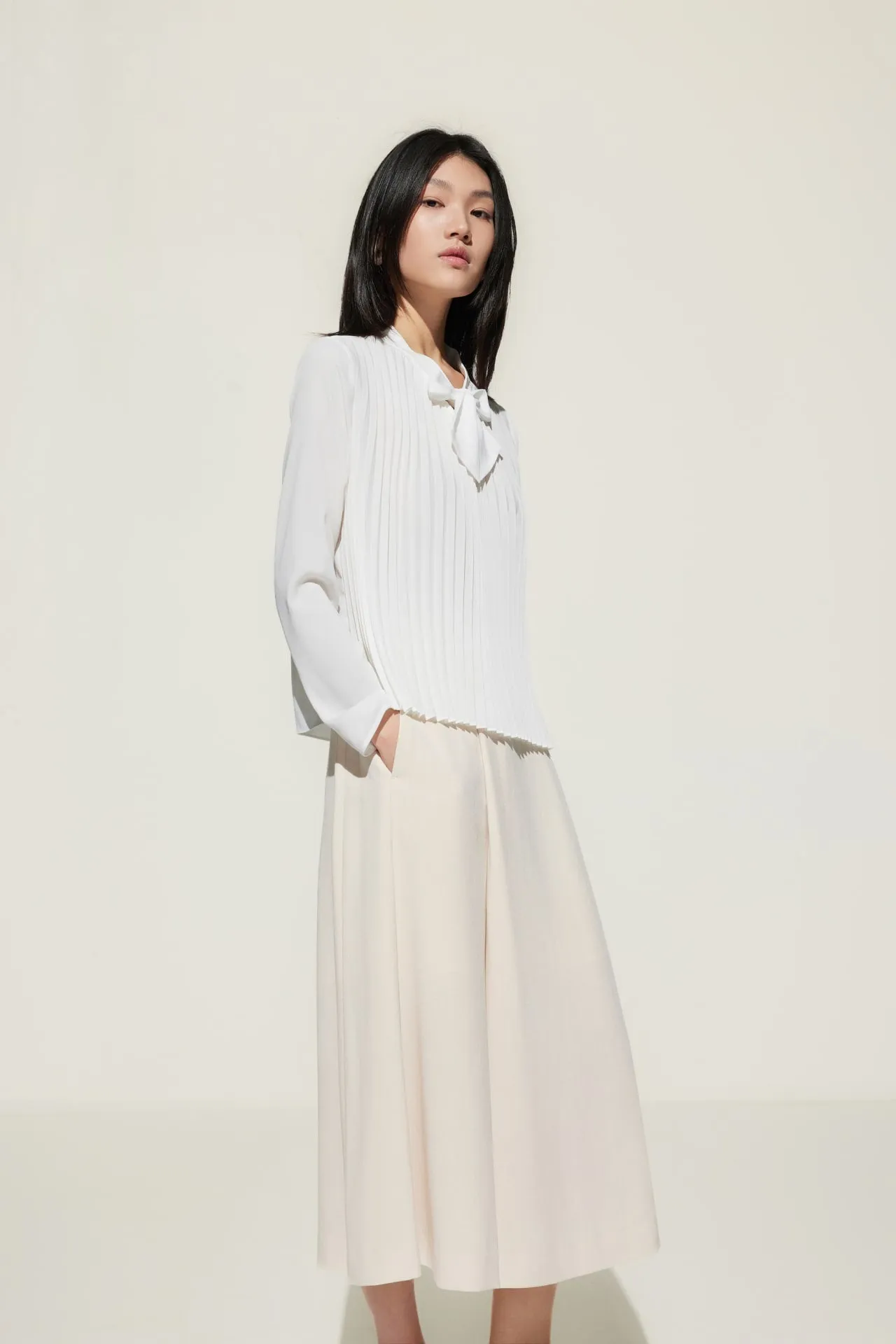 Rayon Blend Wide Leg  Casual Pants