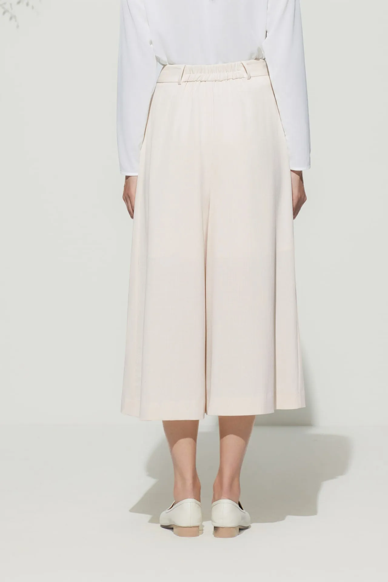 Rayon Blend Wide Leg  Casual Pants