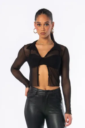 Renegade Sheer Blouse Black
