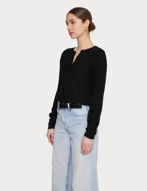Ribbed Cashmere V Black