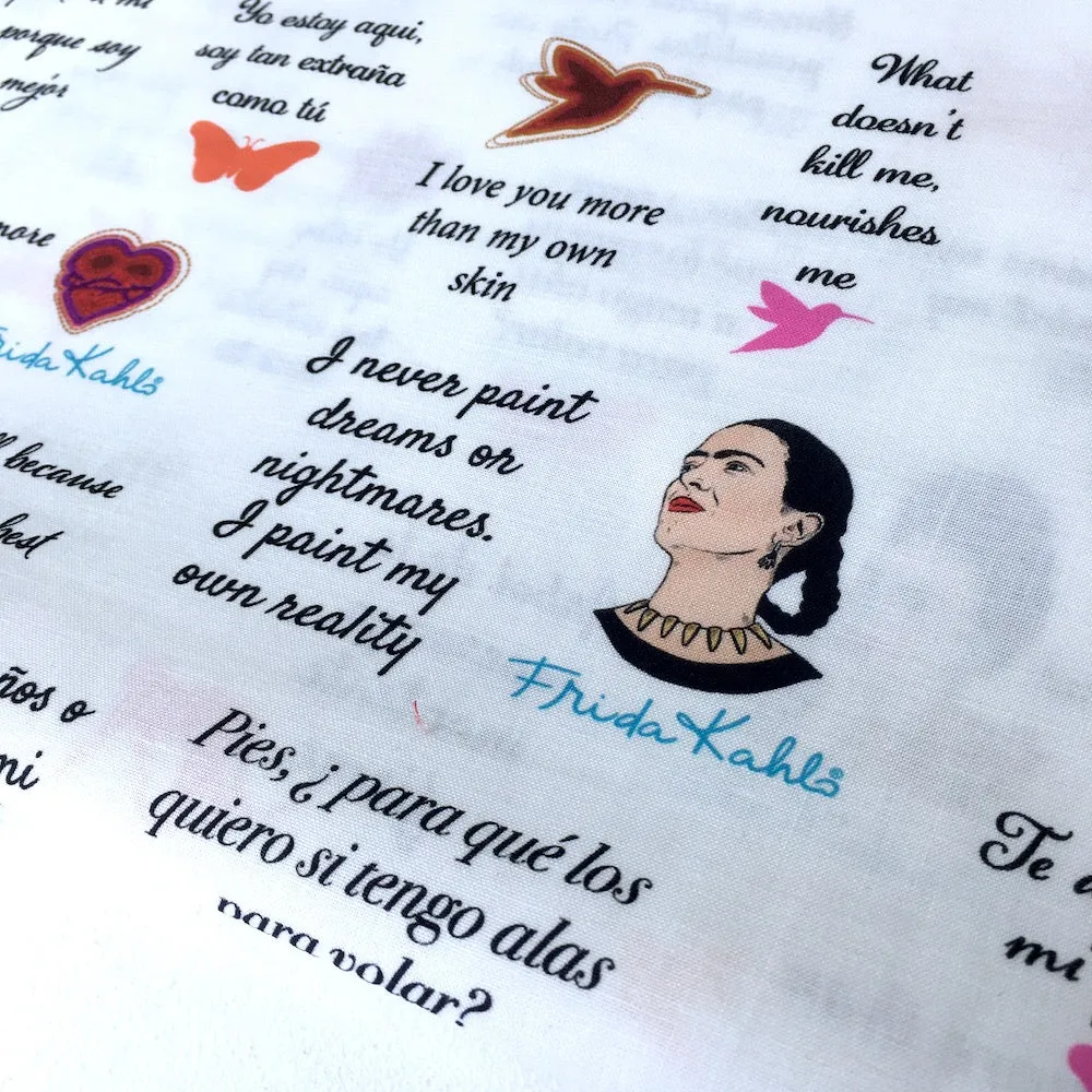 Robert Kaufman Licensed Frida Kahlo Quotes White (Per Metre)