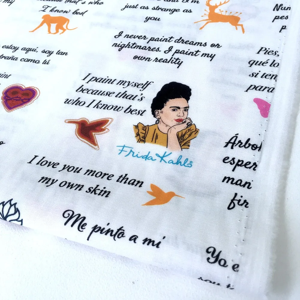 Robert Kaufman Licensed Frida Kahlo Quotes White (Per Metre)