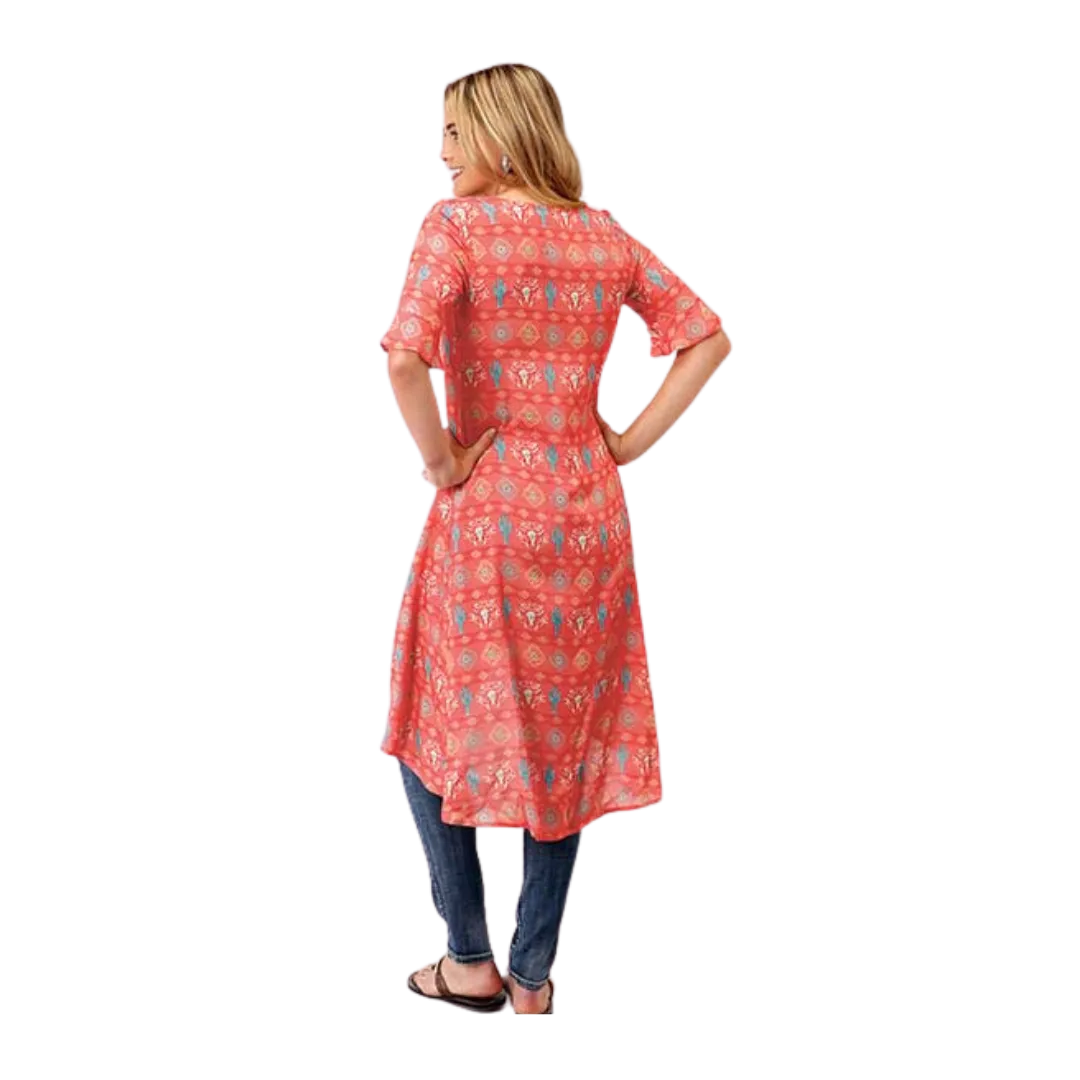 Roper Women's Cactus Print Orange Cardigan