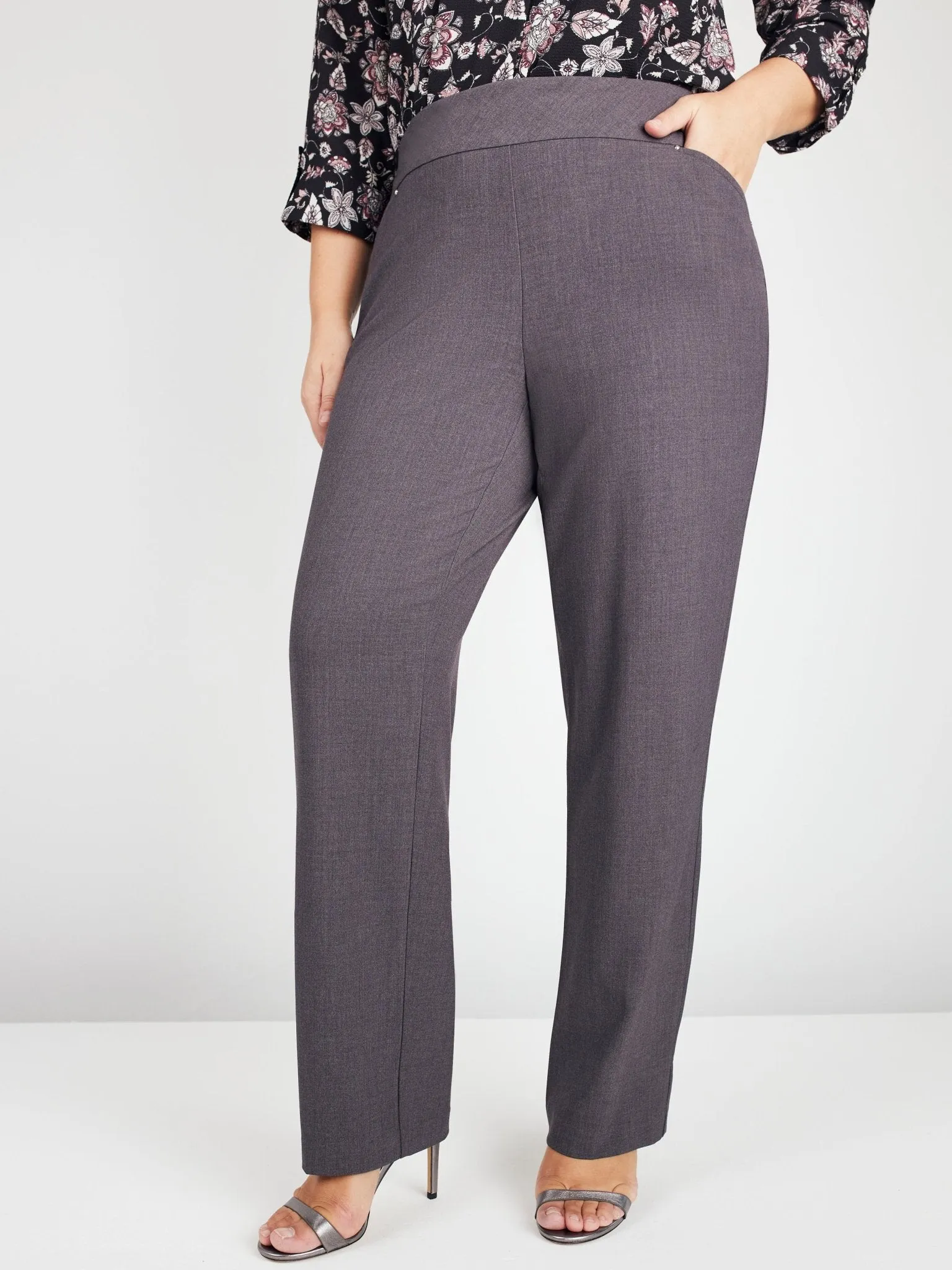 Roz & Ali Secret Agent Pull On Tummy Control Pants Cateye Pockets With Rivets - Plus