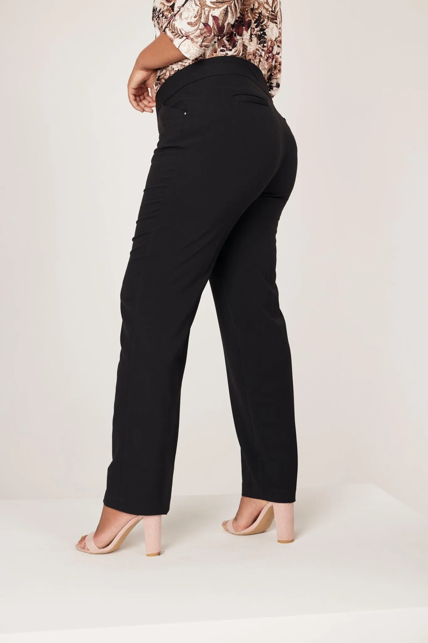 Roz & Ali Secret Agent Pull On Tummy Control Pants Cateye Pockets With Rivets - Plus