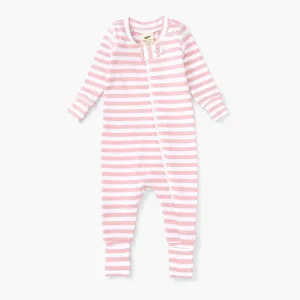 SALE - One-Piece Baby Pajamas_Baby Pink Classic Stripe