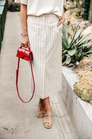 SLFHilda HW pencil skirt pinstripe sandshell