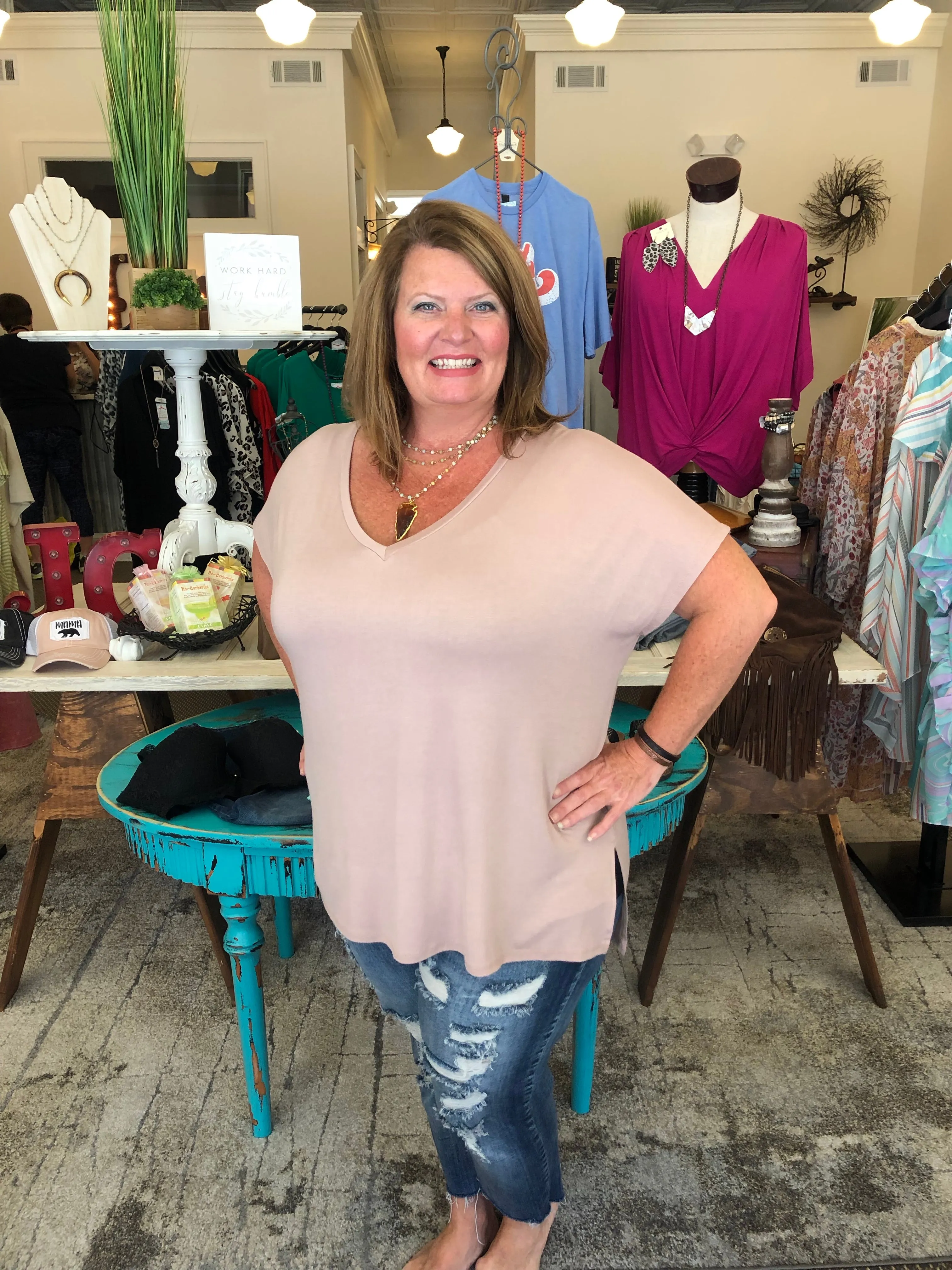 Solid V-Neck Tunic