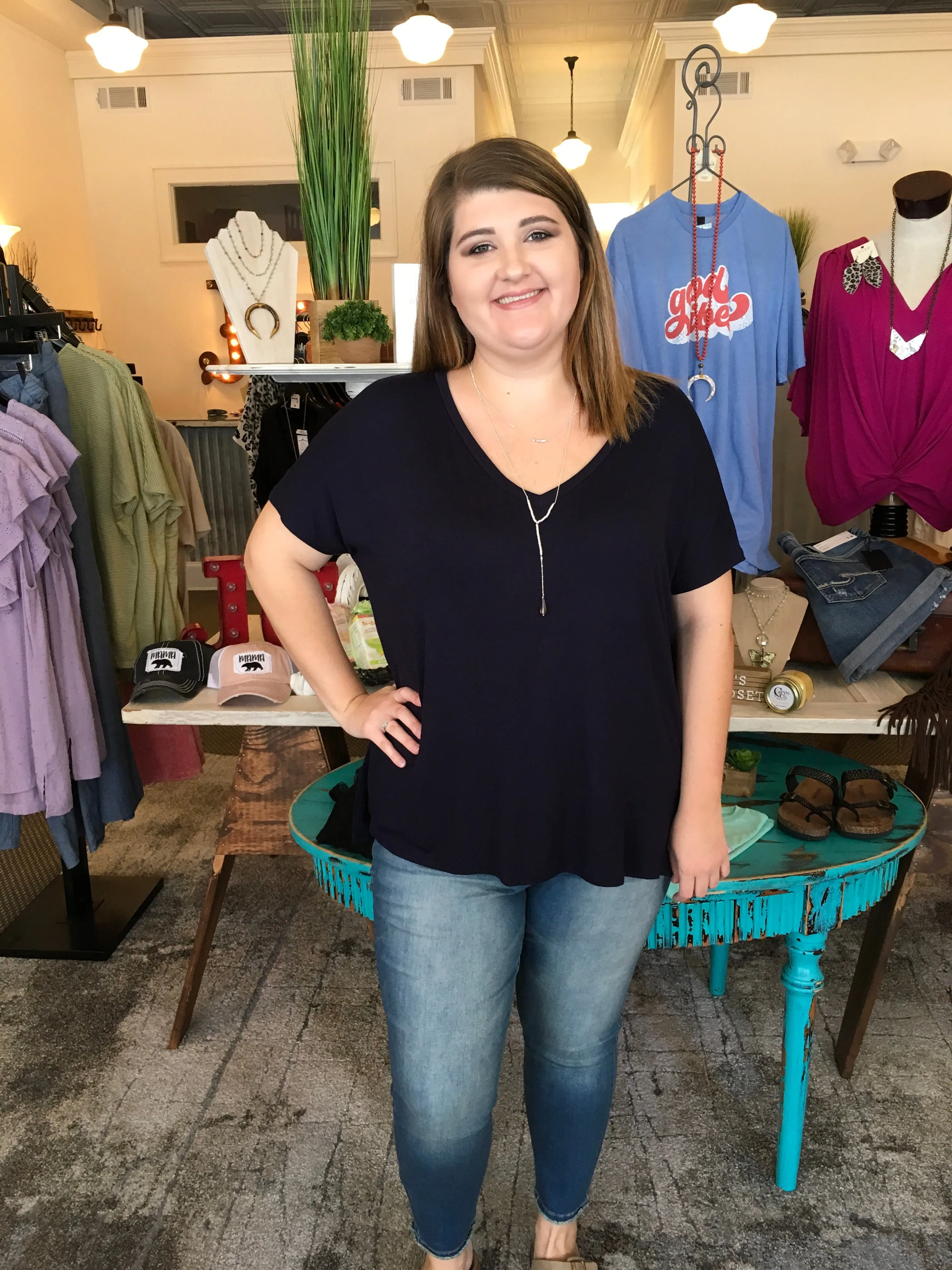 Solid V-Neck Tunic