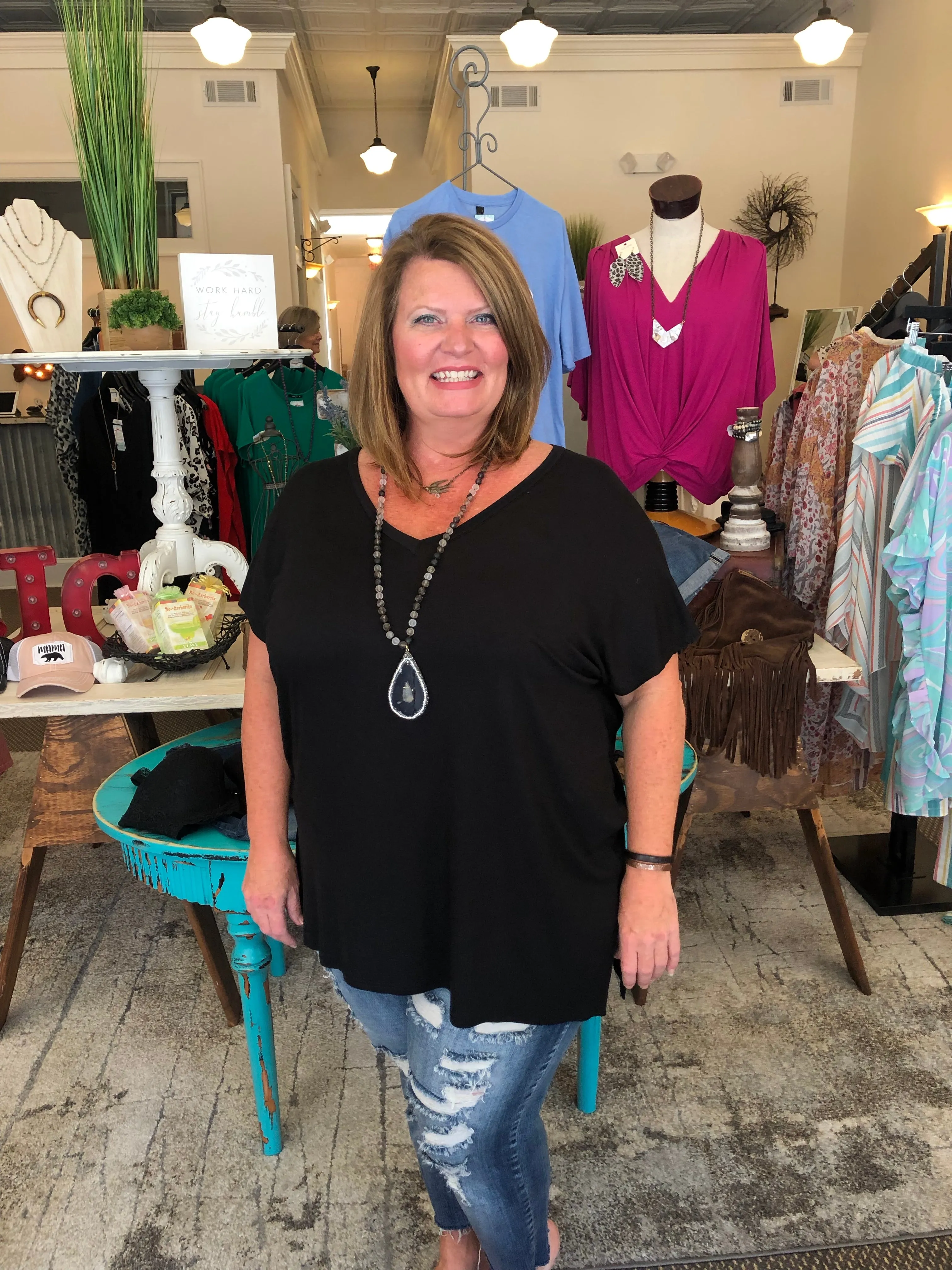 Solid V-Neck Tunic