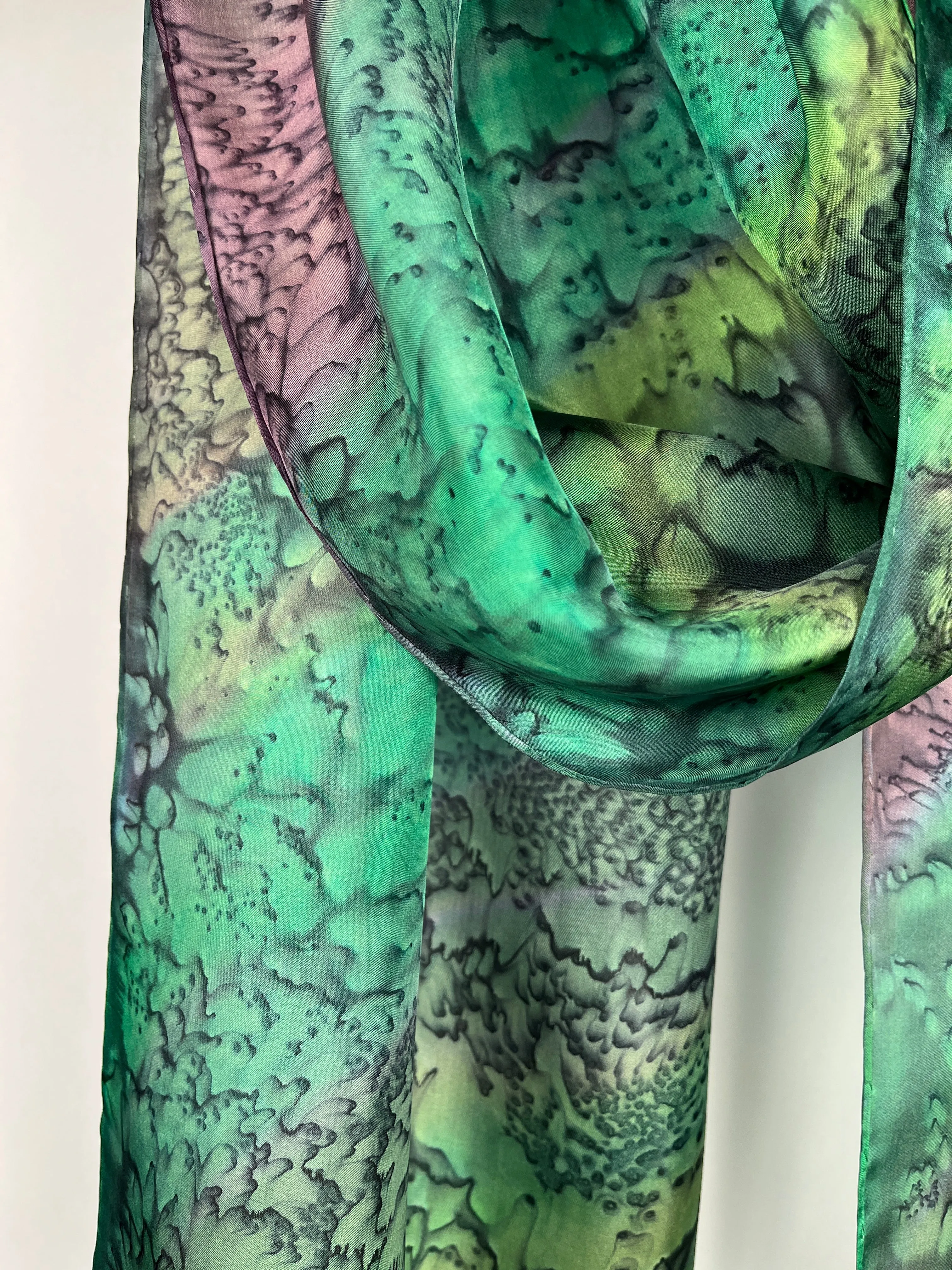 “Spring Garden Mermaid" - Hand-dyed Silk Scarf - $115