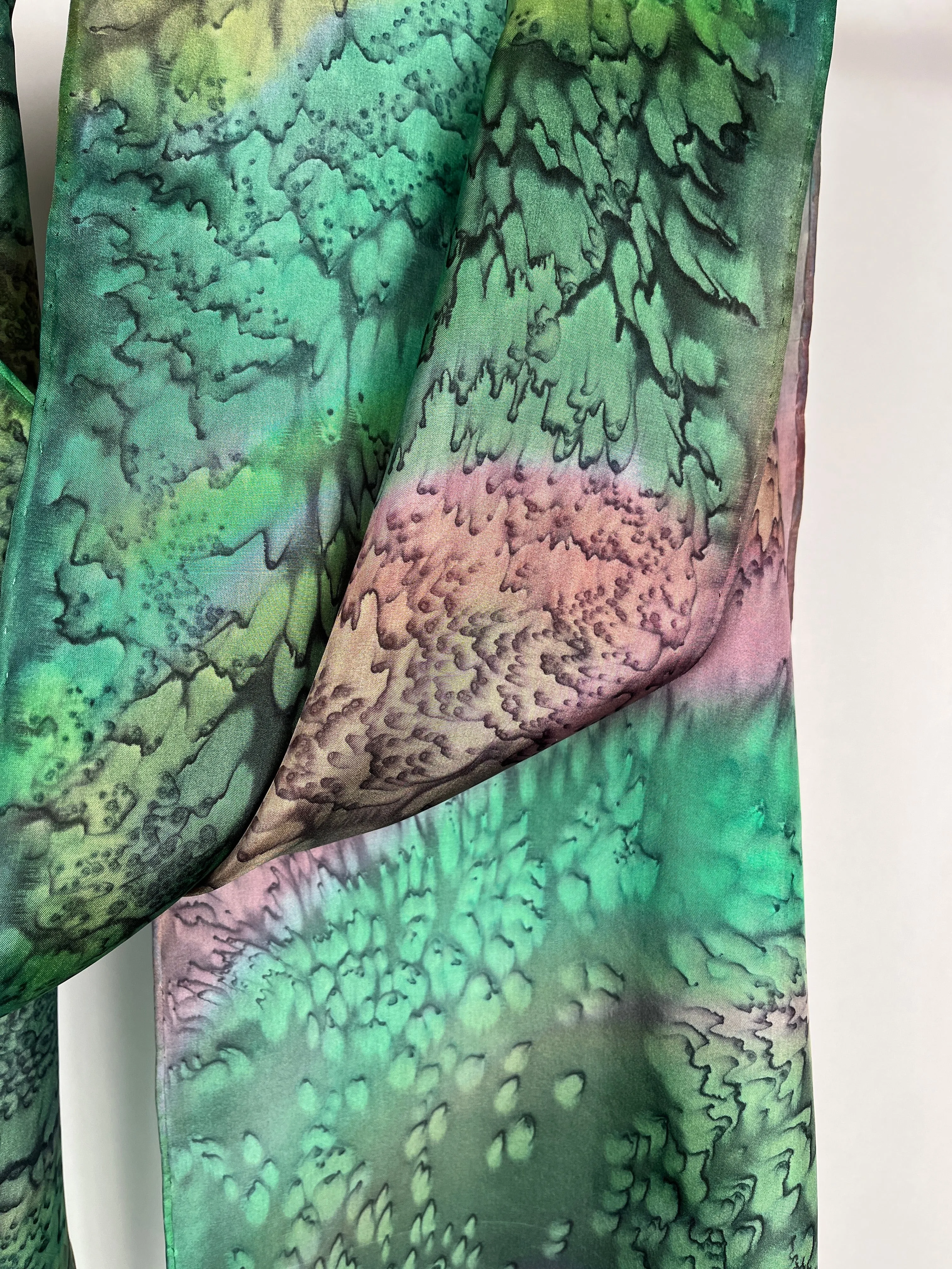 “Spring Garden Mermaid" - Hand-dyed Silk Scarf - $115