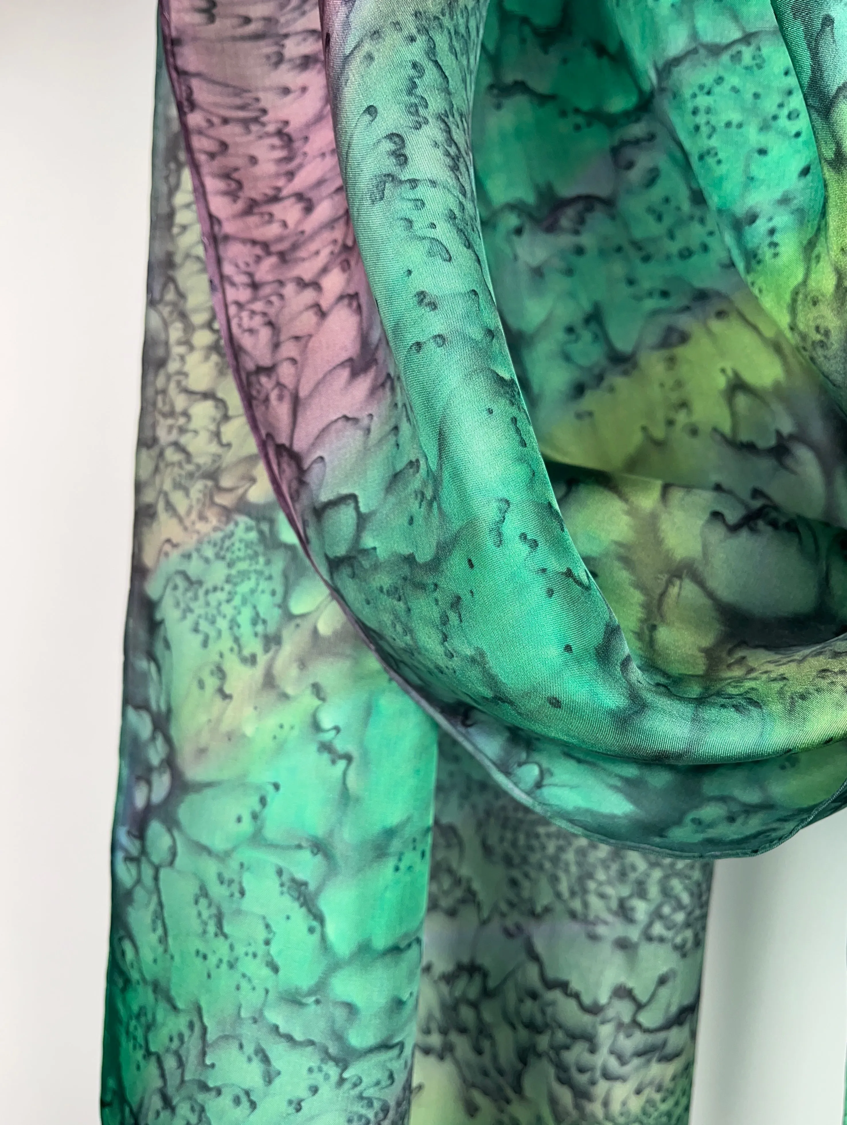 “Spring Garden Mermaid" - Hand-dyed Silk Scarf - $115