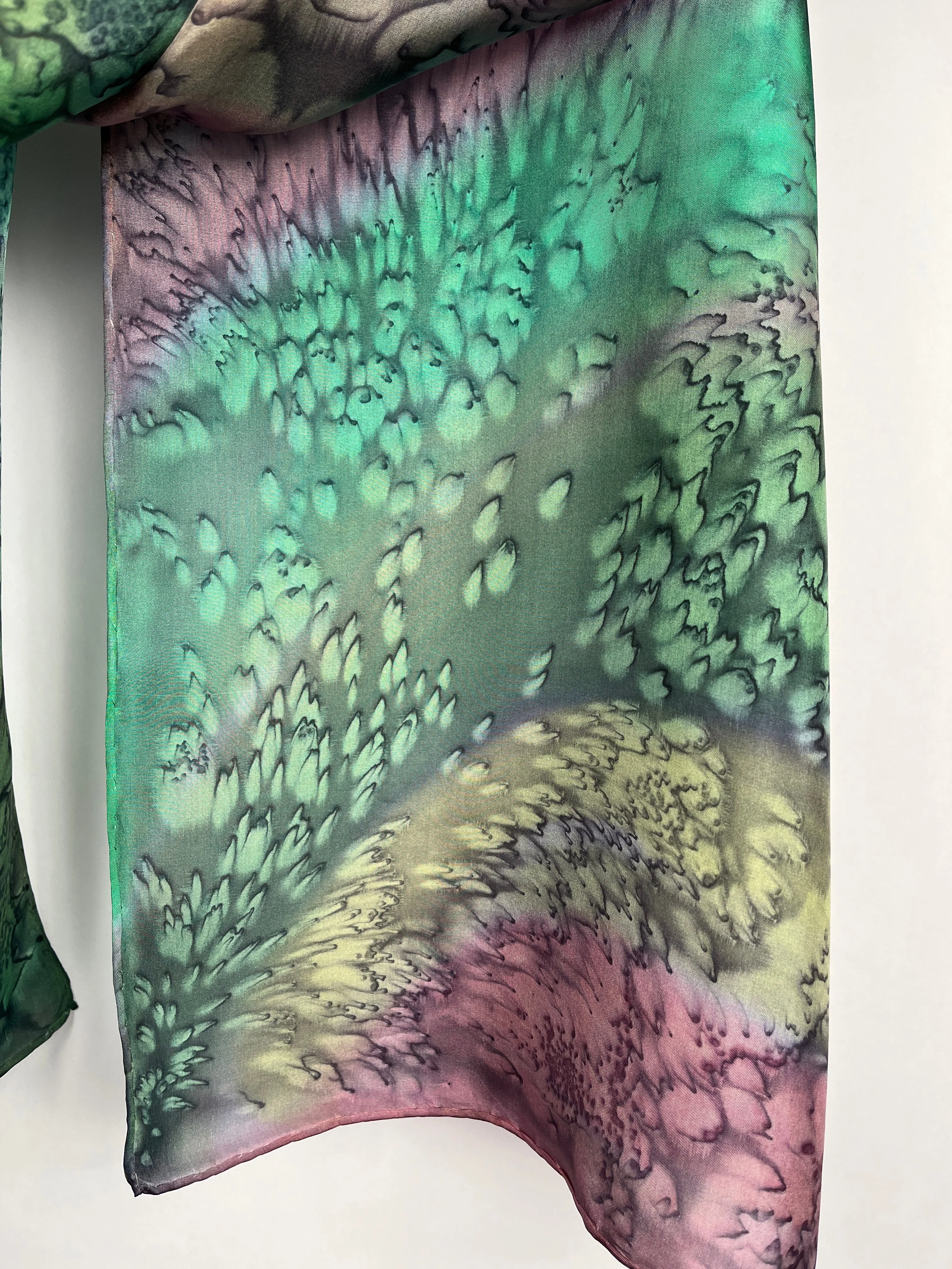 “Spring Garden Mermaid" - Hand-dyed Silk Scarf - $115