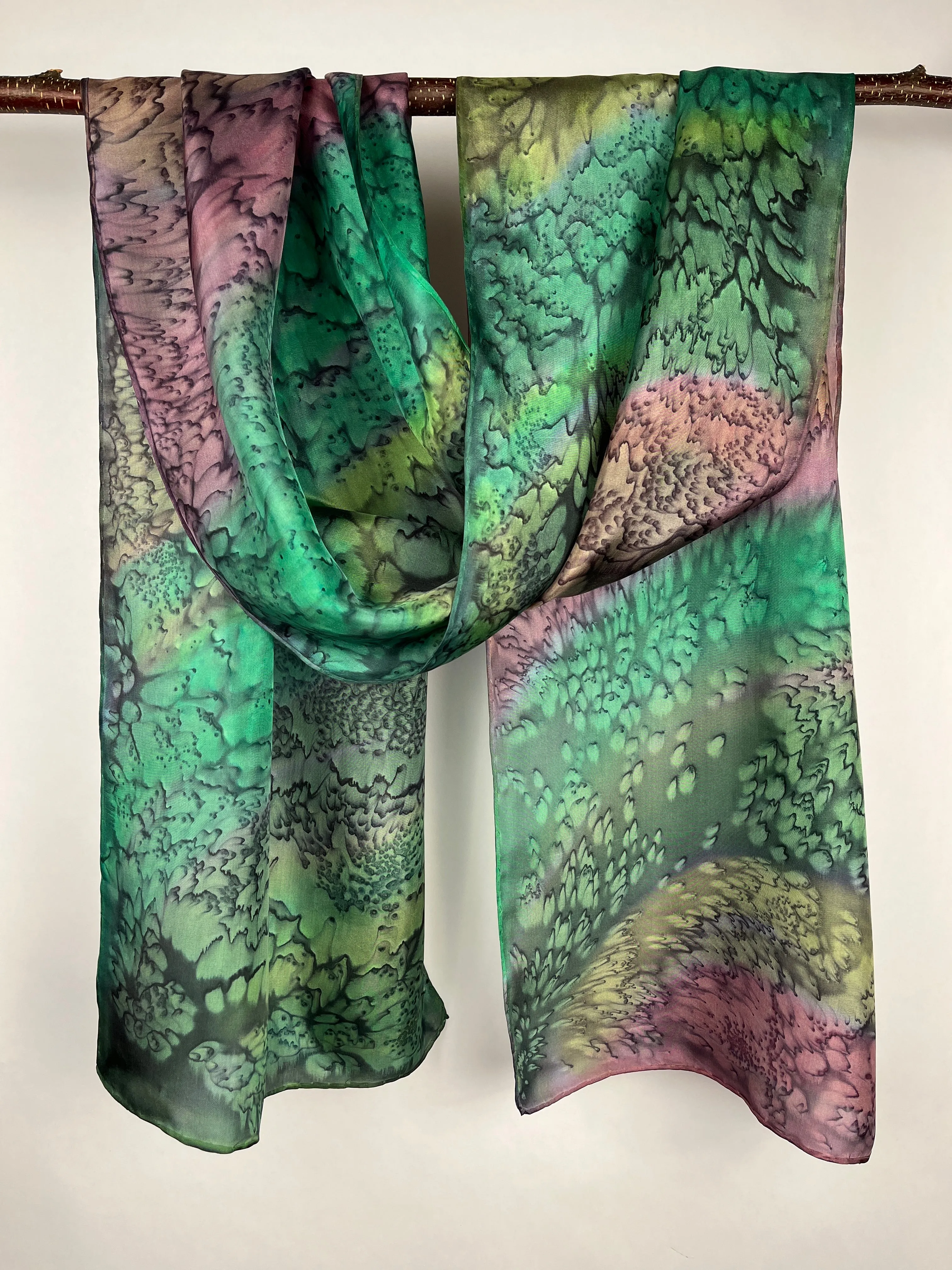 “Spring Garden Mermaid" - Hand-dyed Silk Scarf - $115