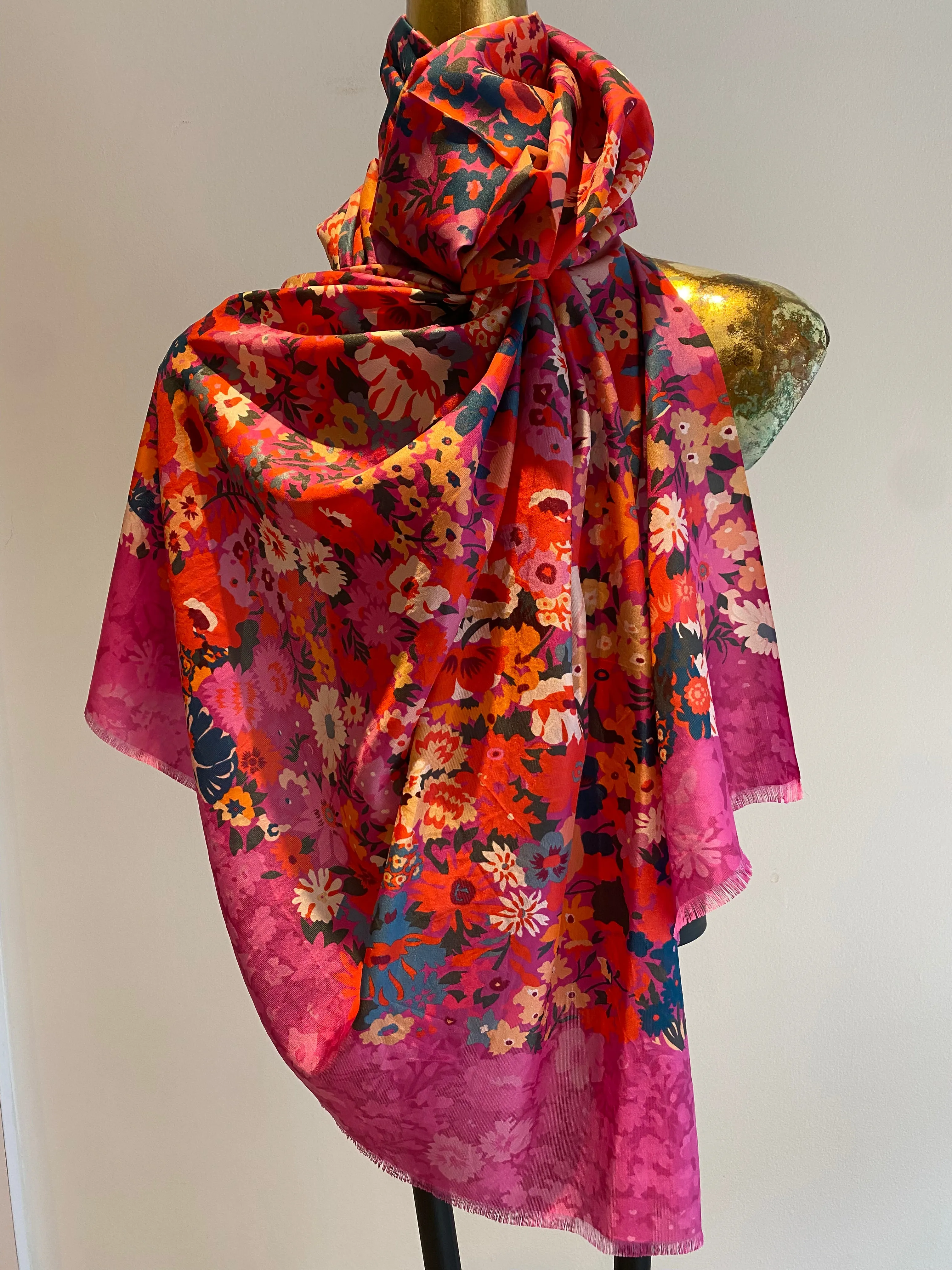 Spring Silk Scarf.       April Sale 25% Off ....At Checkout Use Code April25
