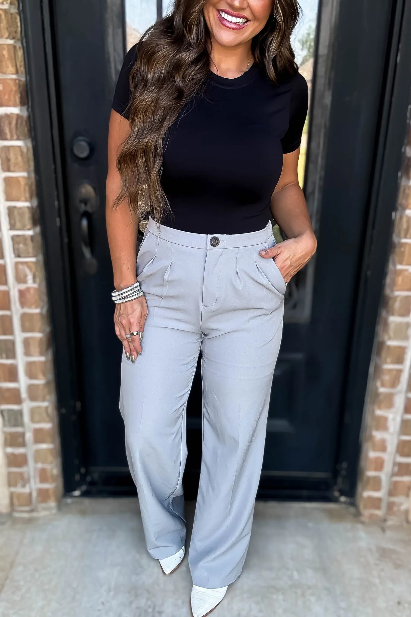 State Of Mind Grey Stone Full-Length Vertigo Blazer Pants