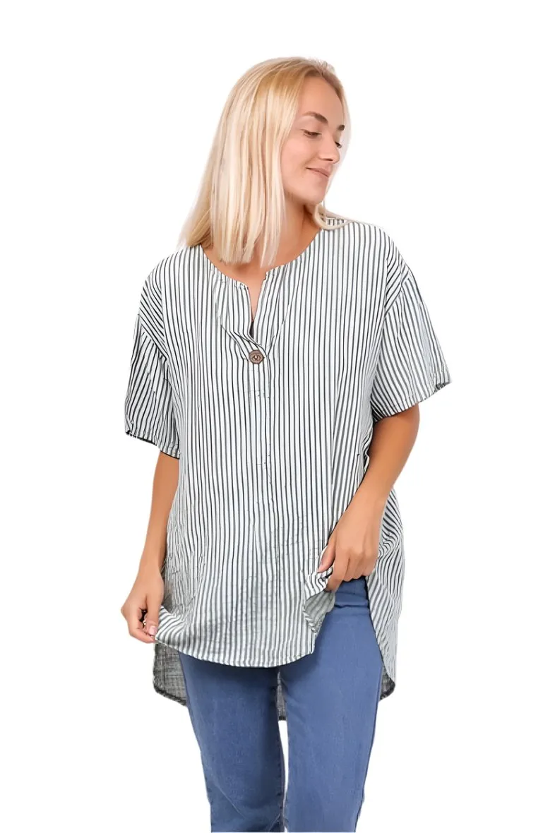 Striped Made In Italy Short Sleeve Shirt One Size
