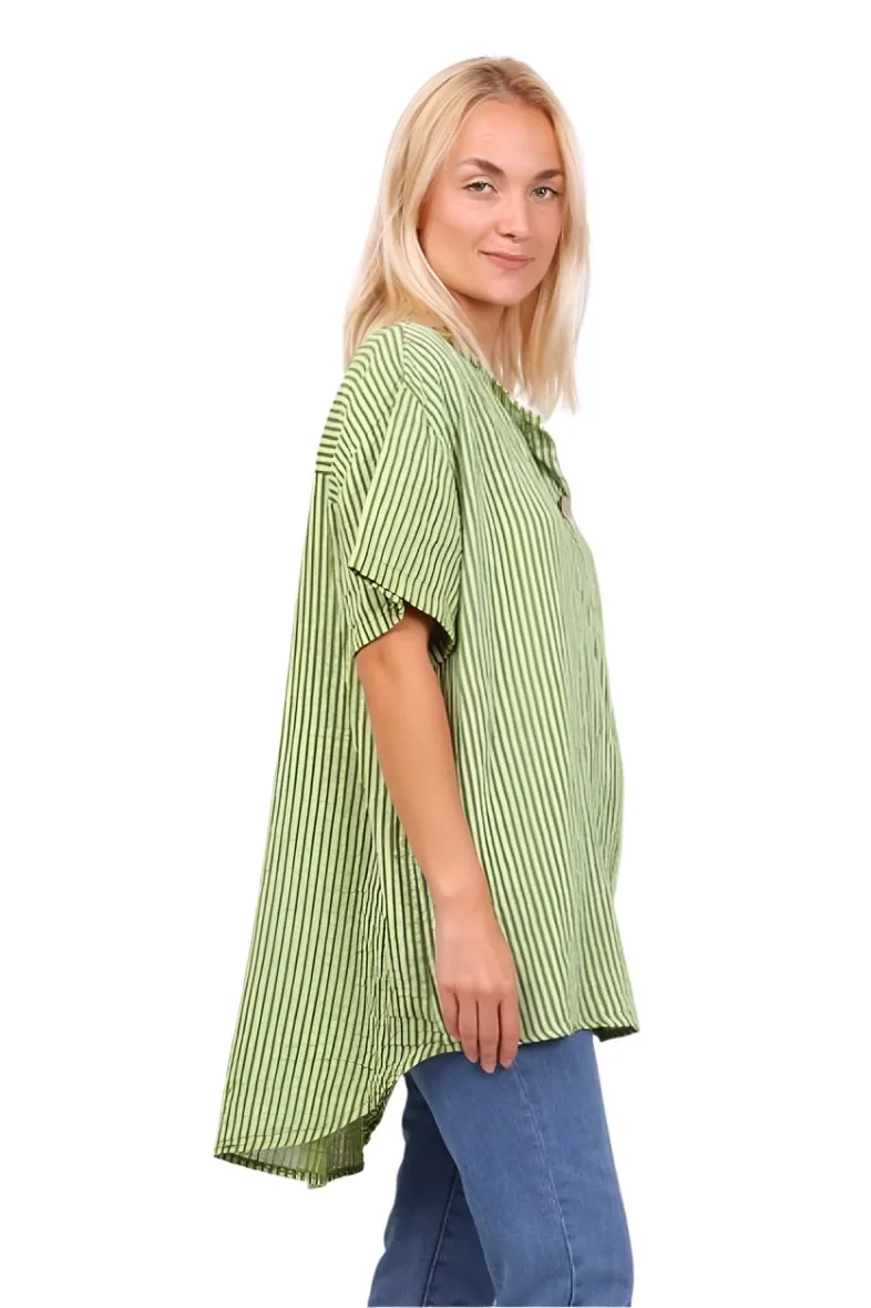 Striped Made In Italy Short Sleeve Shirt One Size