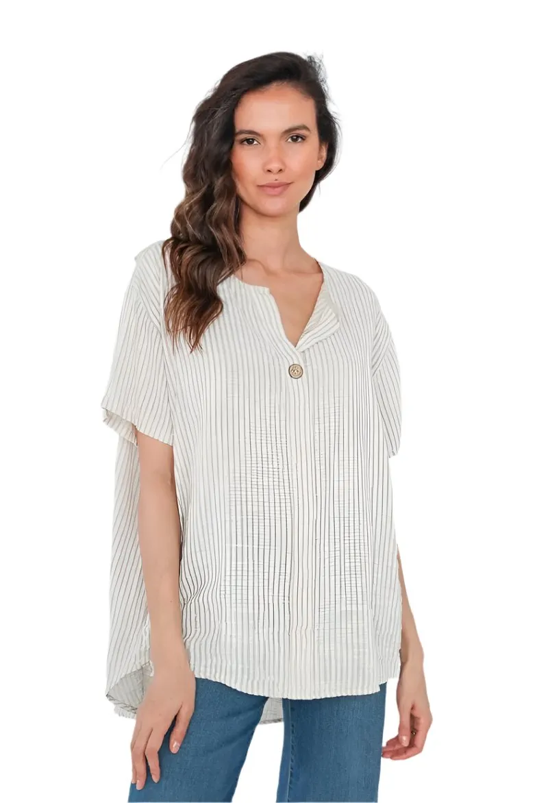 Striped Made In Italy Short Sleeve Shirt One Size