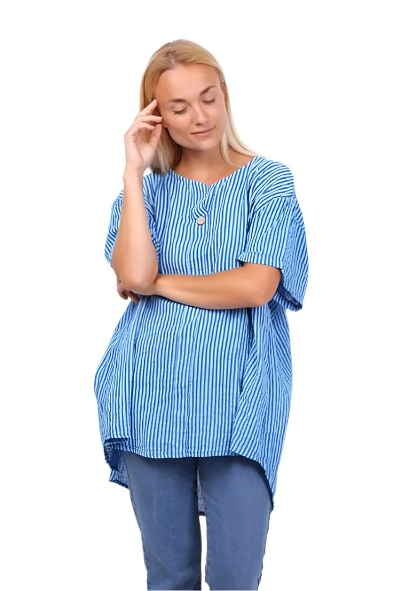 Striped Made In Italy Short Sleeve Shirt One Size