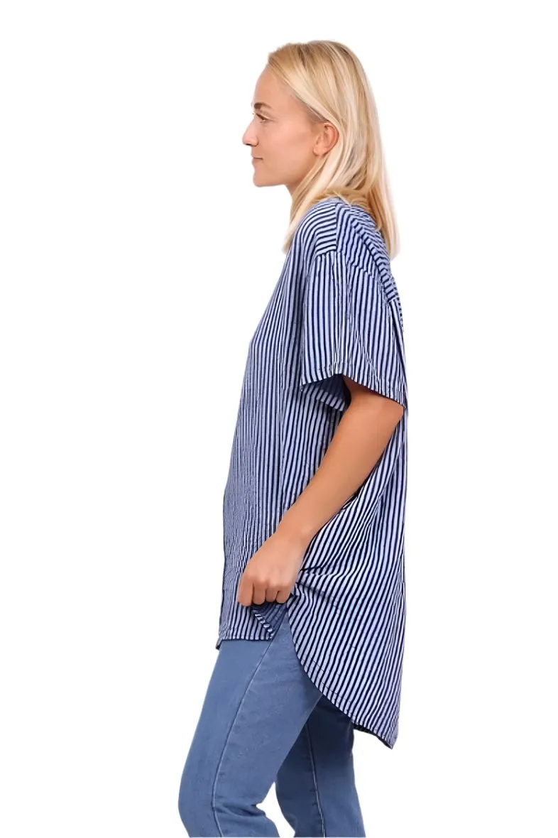 Striped Made In Italy Short Sleeve Shirt One Size