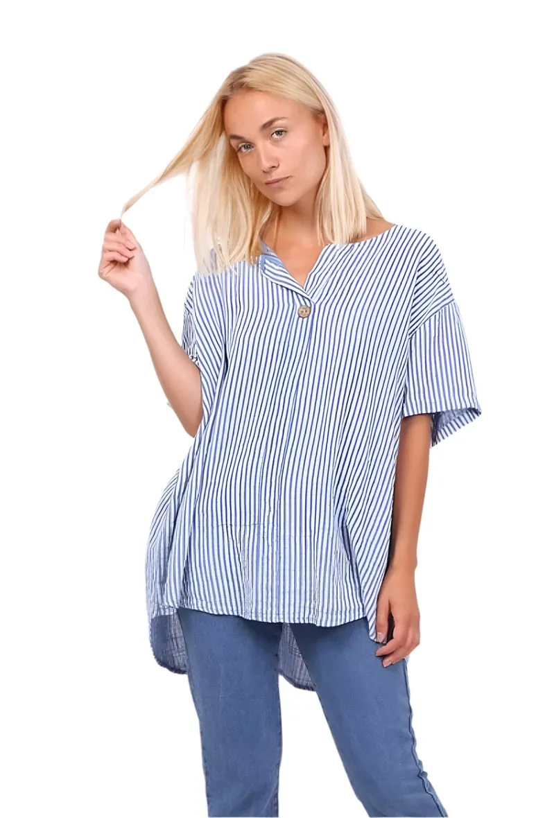 Striped Made In Italy Short Sleeve Shirt One Size