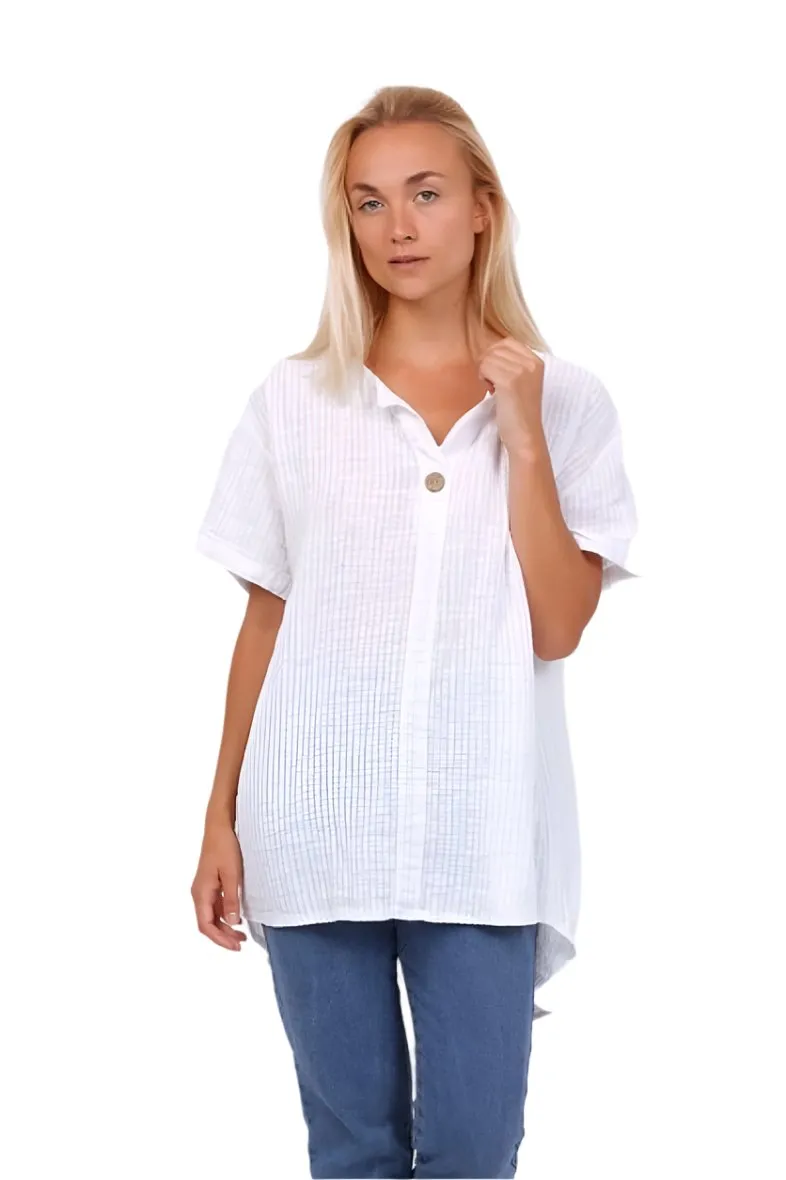 Striped Made In Italy Short Sleeve Shirt One Size