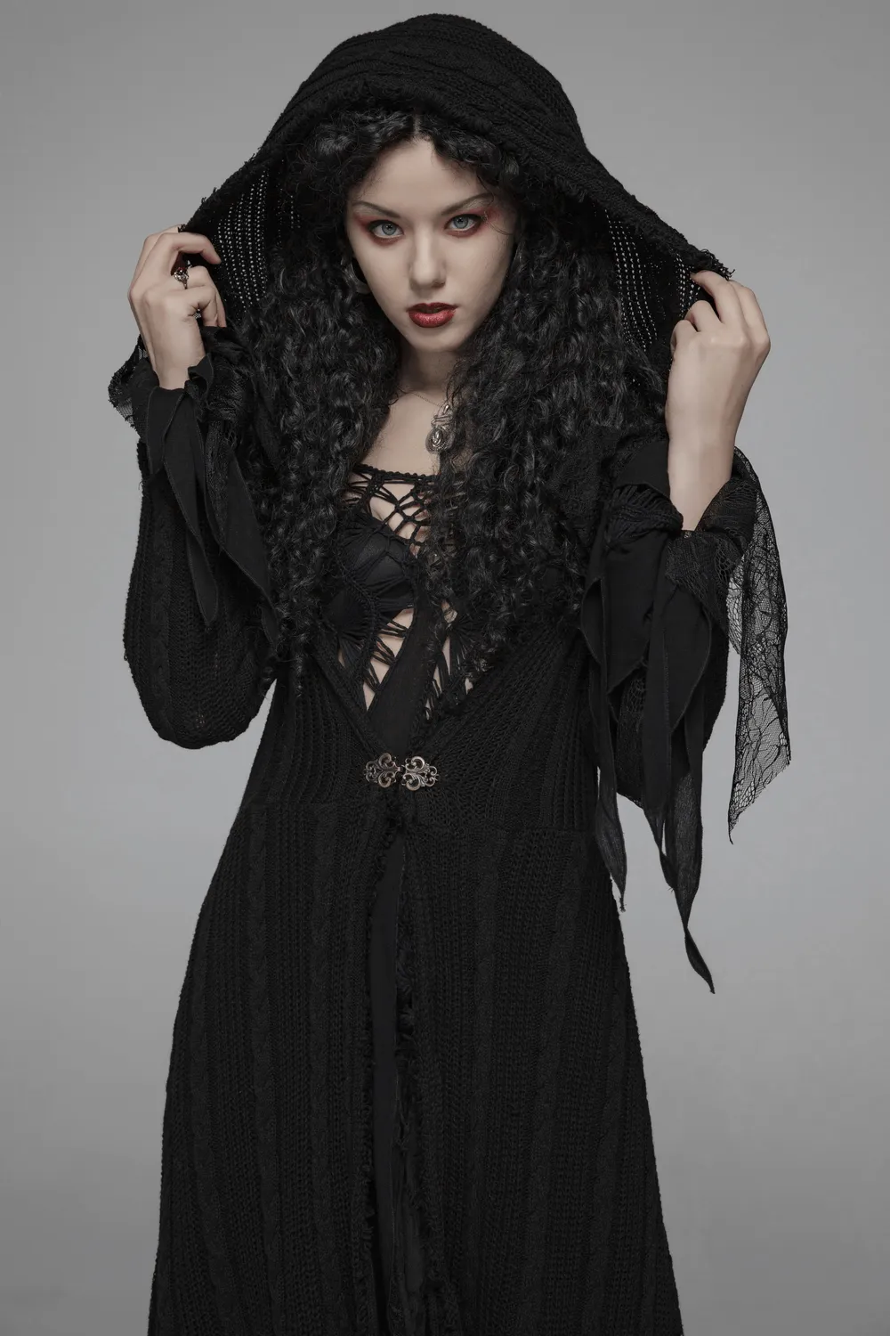 Stylish Hooded Gothic Long Cardigan for Women