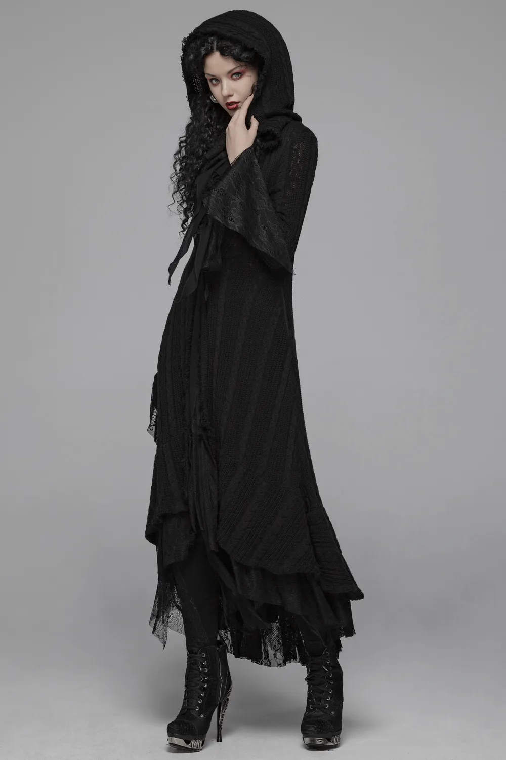 Stylish Hooded Gothic Long Cardigan for Women