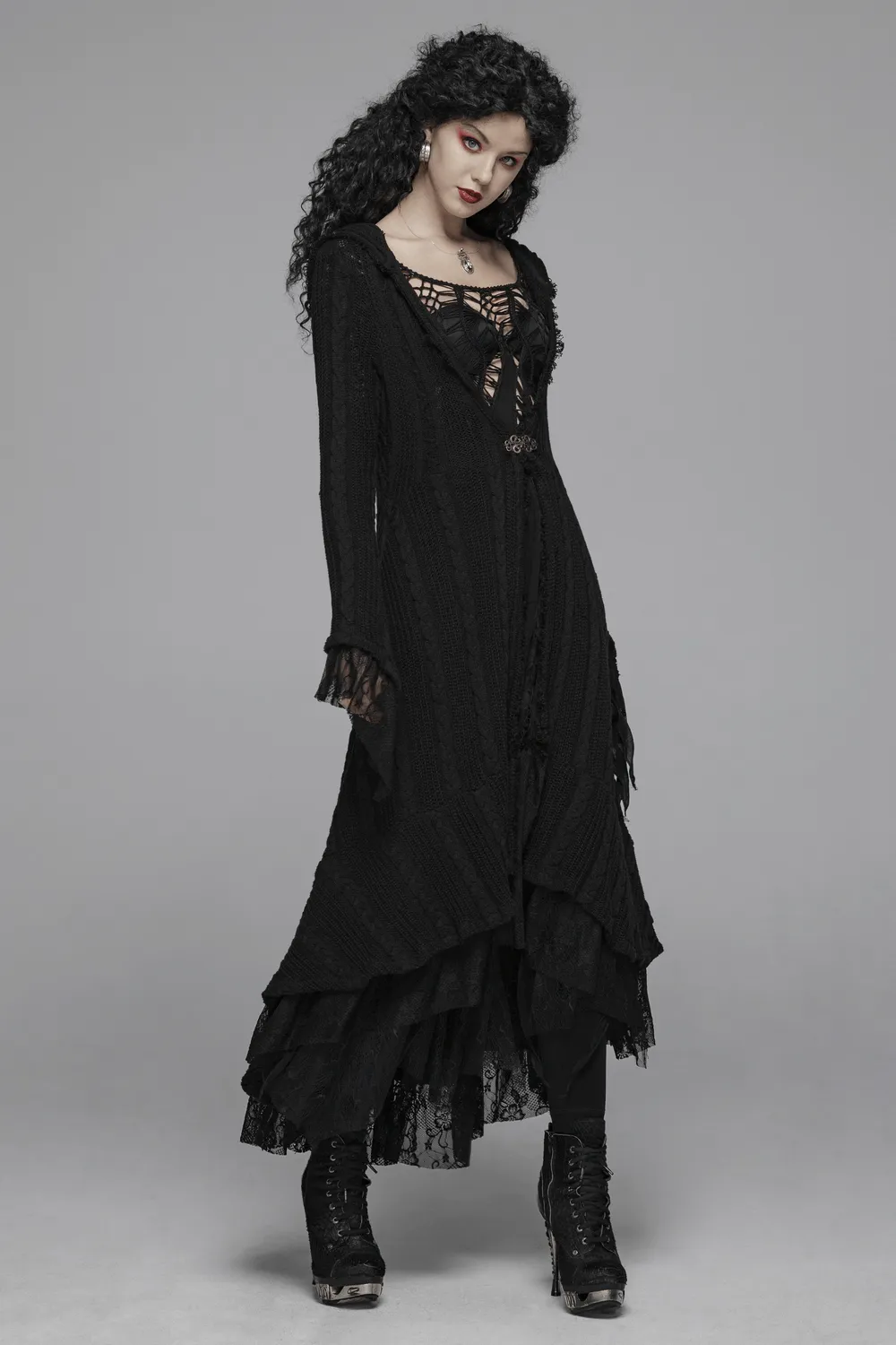 Stylish Hooded Gothic Long Cardigan for Women