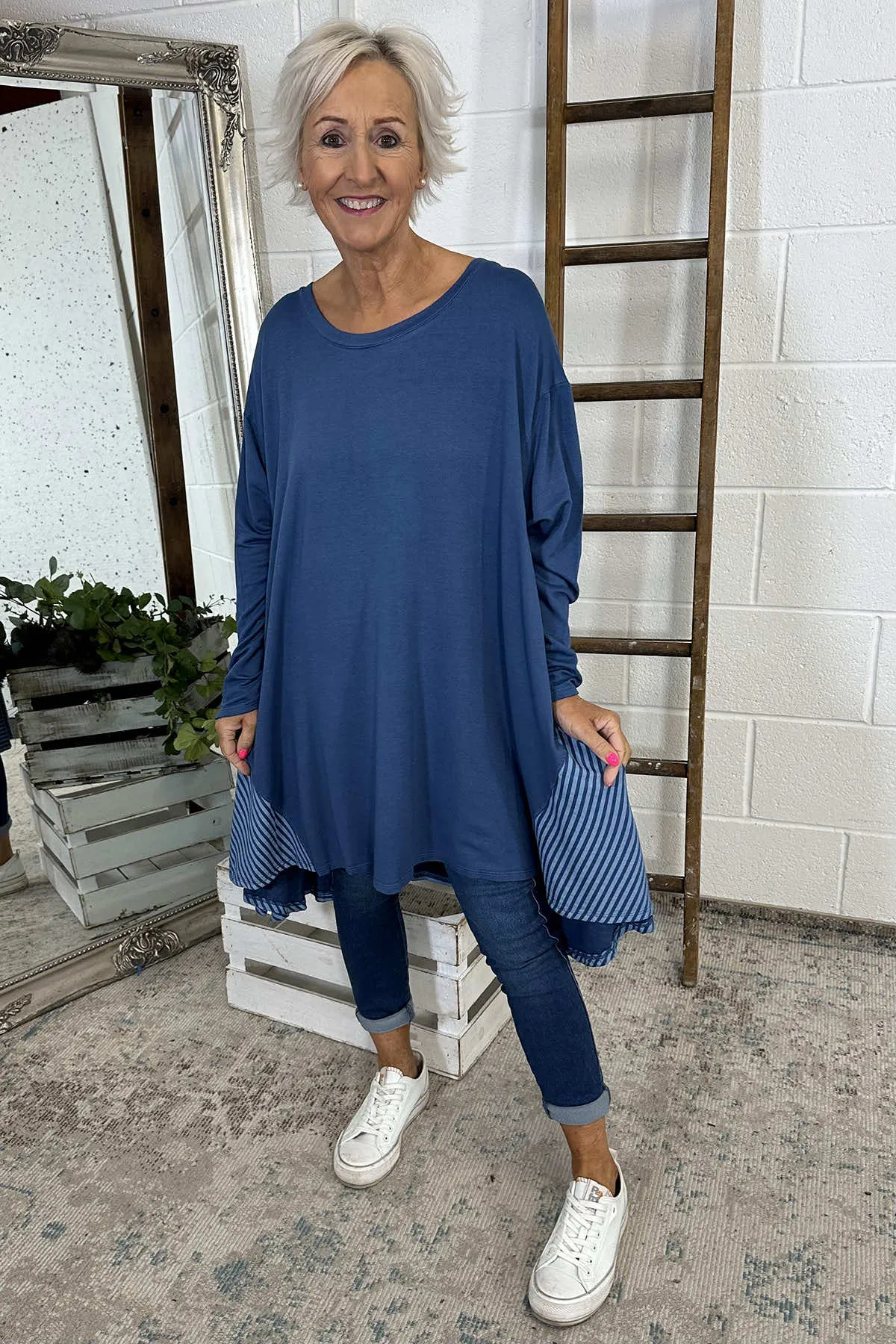 Tamara Slouch Cotton Top Blue