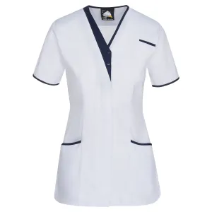 Tonia V-Neck Tunic | White - Navy