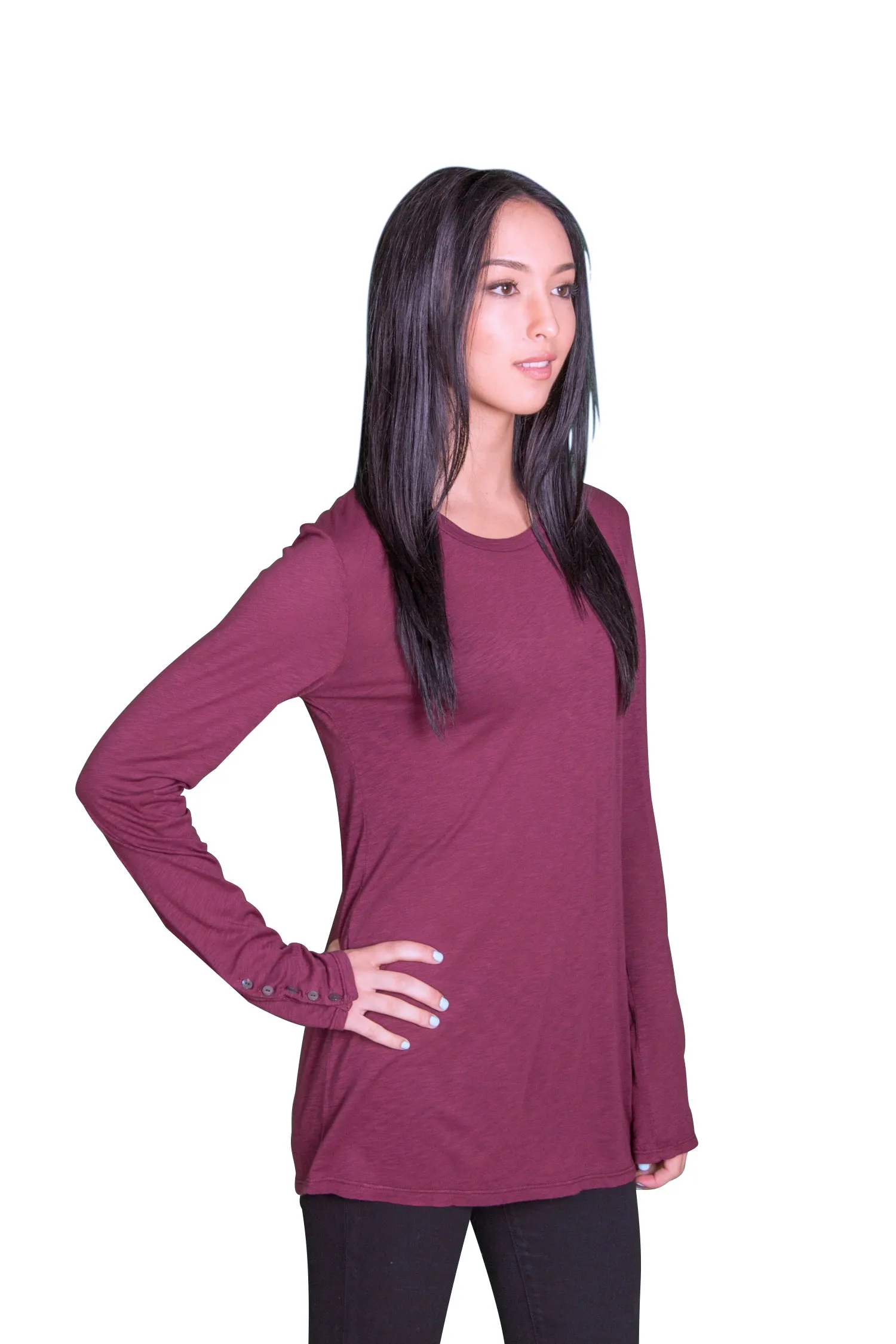 Velvet by Graham & Spencer Suella Luxe Slub Button Cuff Top